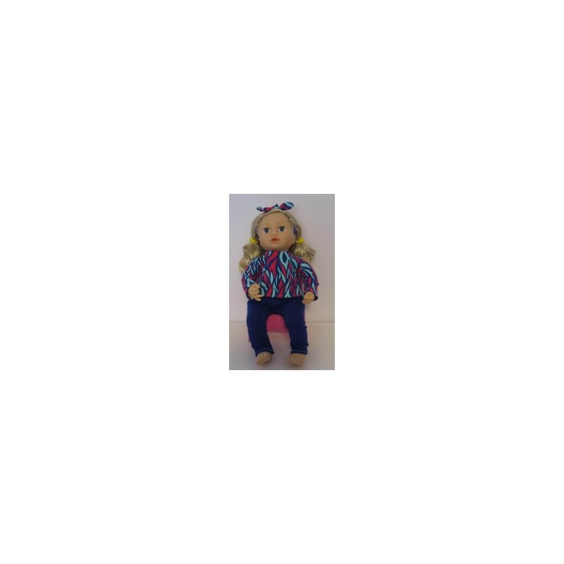 kleding setje blauw gevlamd baby annabell 43cm
