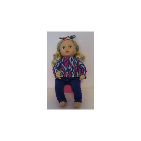 kleding setje blauw gevlamd baby annabell 43cm