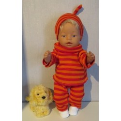 colltrui setje rood breed gestreept baby born 43cm
