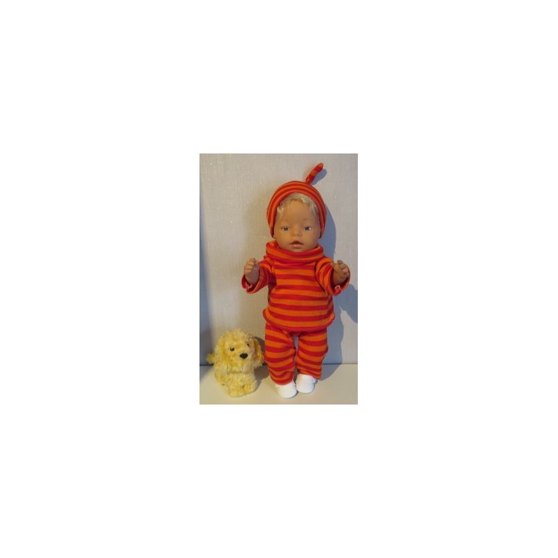 colltrui setje rood breed gestreept baby born 43cm