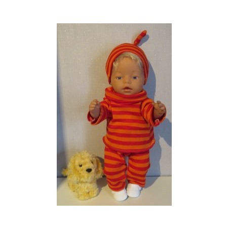 colltrui setje rood breed gestreept baby born 43cm