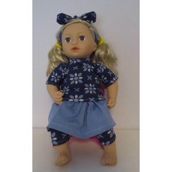 rok setje blauw bloemen baby annabell 43cm