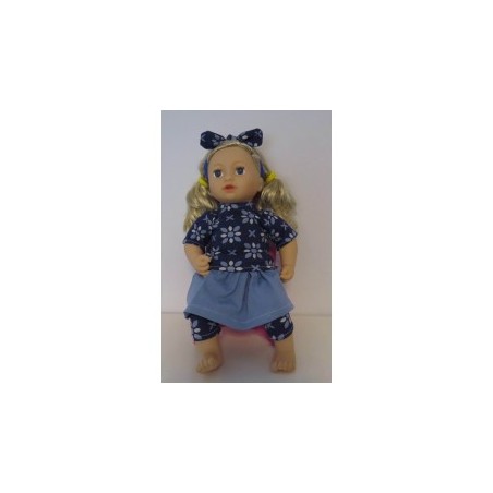 rok setje blauw bloemen baby annabell 43cm
