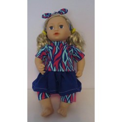 rok setje blauw gevlamd baby annabell 43cm