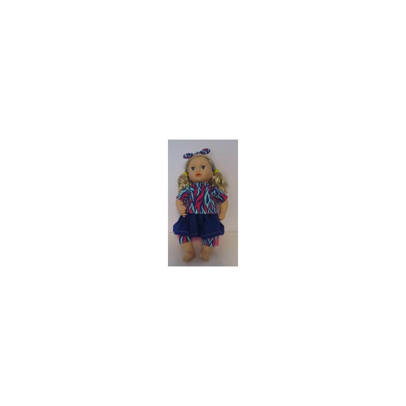 rok setje blauw gevlamd baby annabell 43cm