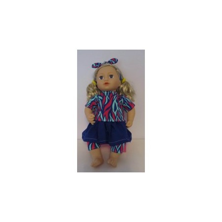 rok setje blauw gevlamd baby annabell 43cm