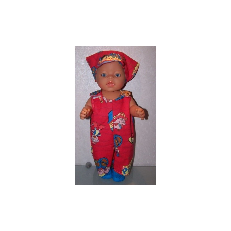 overal dora rood baby born 43cm