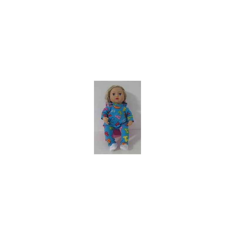 capuchontrui setje blauw cijfers baby annabell 43cm