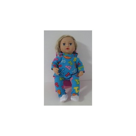 capuchontrui setje blauw cijfers baby annabell 43cm