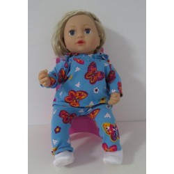capuchontrui setje blauw vlinders baby annabell 43cm