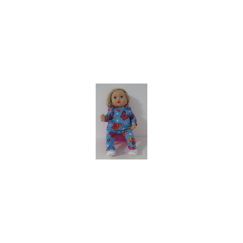 capuchontrui setje blauw vlinders baby annabell 43cm