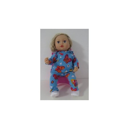capuchontrui setje blauw vlinders baby annabell 43cm