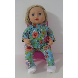 capuchontrui setje blauw bloemen baby annabell 43cm