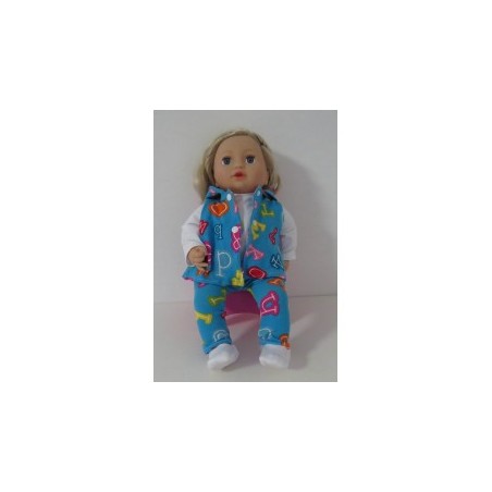 vest setje blauw cijfers baby annabell 43cm
