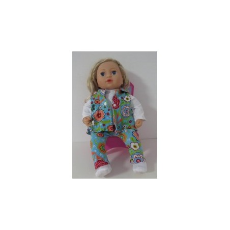 vest setje blauw bloemen baby annabell 43cm