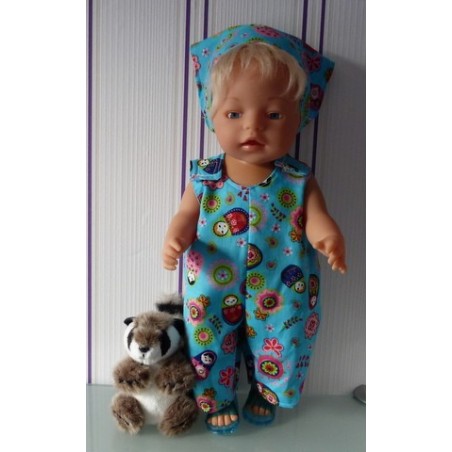 overal matroeska blauw  baby born 43cm