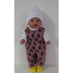 overal setje grijs circels baby born 43cm