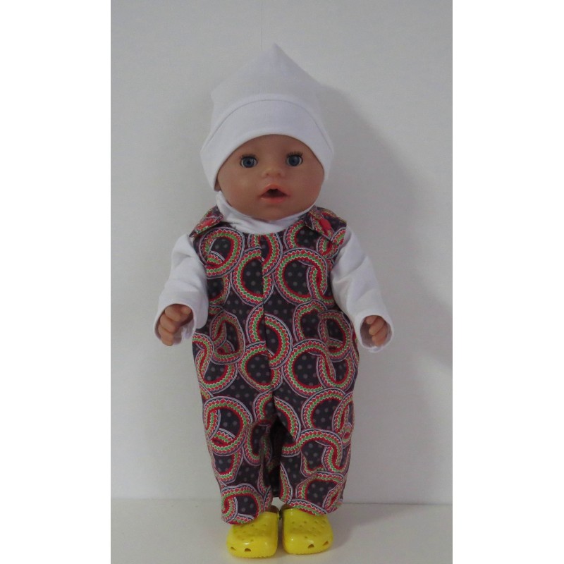 overal setje grijs circels baby born 43cm