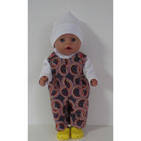 overal setje grijs circels baby born 43cm