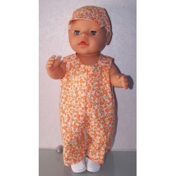 overal oranje bloemen baby born 43cm