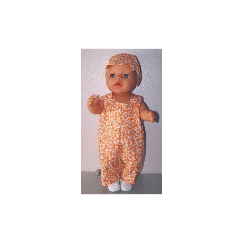 overal oranje bloemen baby born 43cm