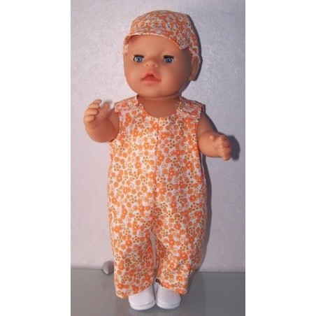 overal oranje bloemen baby born 43cm