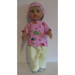 complete set geel met slakken roze baby born 43cm
