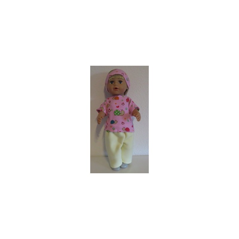 complete set geel met slakken roze baby born 43cm