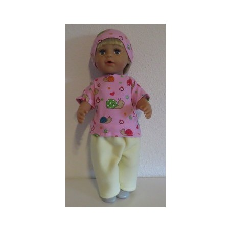 complete set geel met slakken roze baby born 43cm