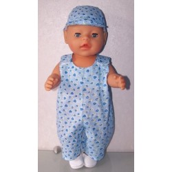overal blauw hartjes baby born 43cm