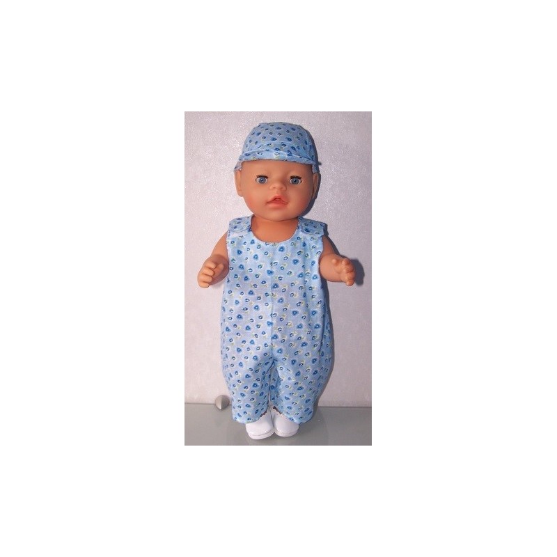 overal blauw hartjes baby born 43cm