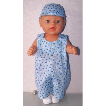 overal blauw hartjes baby born 43cm