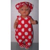 overal rood polka dots groot baby born 43cm