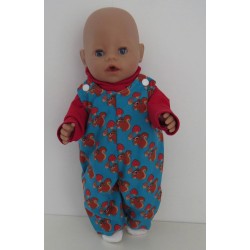 overal setje blauw eekhoorns baby born 43cm