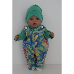 overal setje bruin bloemen baby born 43cm