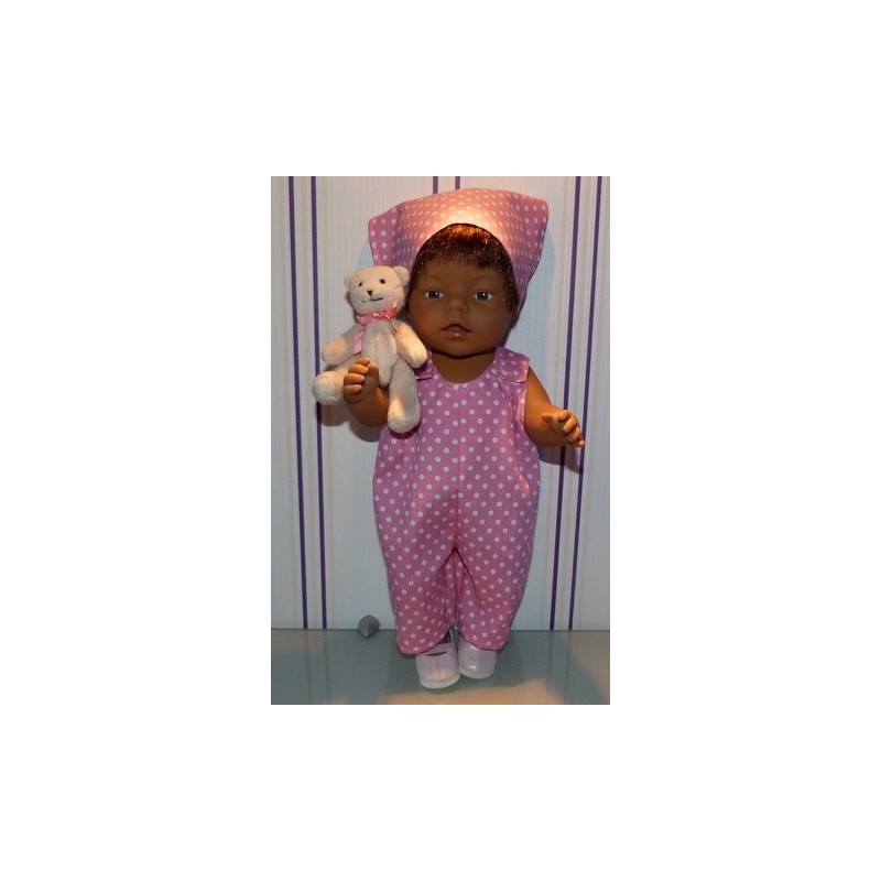 overal roze polka dots baby born 43cm