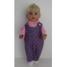 overal setje grijs lila bloemen baby born 43cm