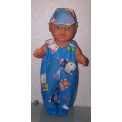 overal hello kitty blauw baby born 43cm
