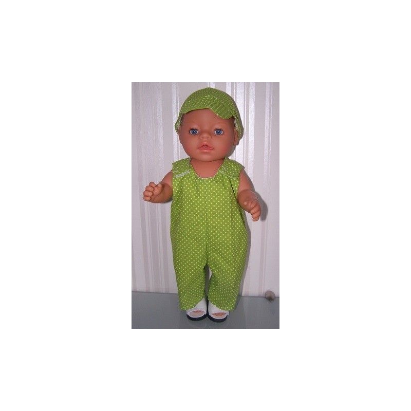 overal groen stippen baby born 43cm
