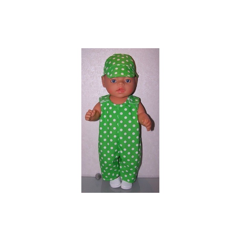 overal groen polka dots baby born 43cm