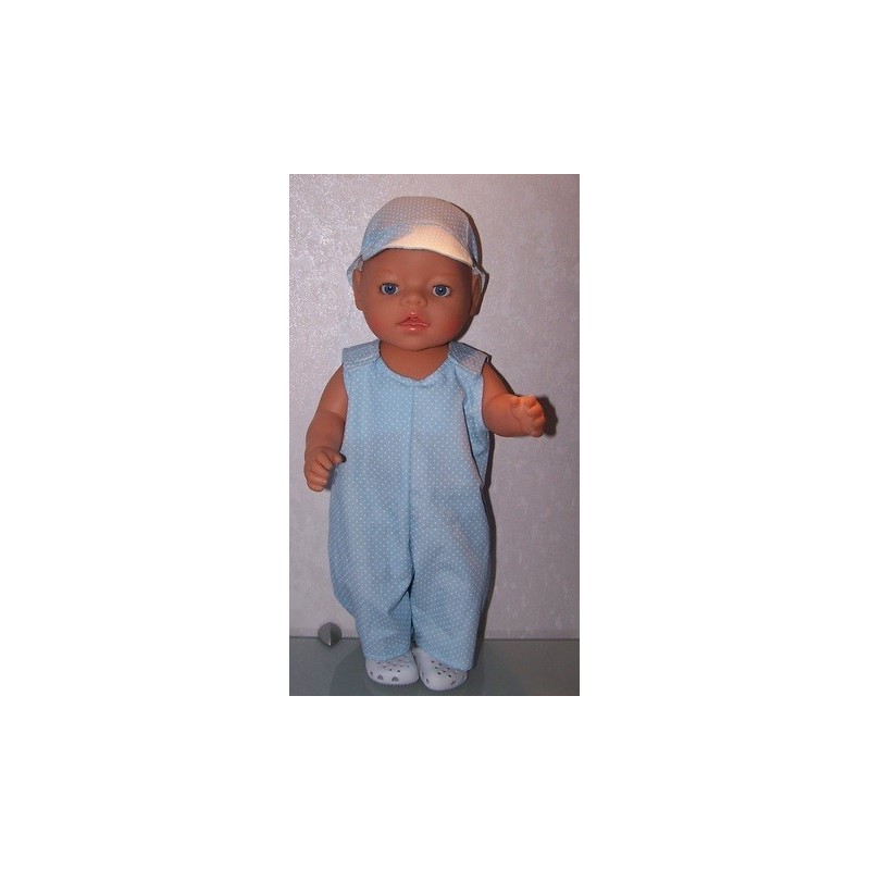 overal blauw stippen baby born 43cm