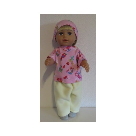 complete set geel met vogels roze baby born 43cm