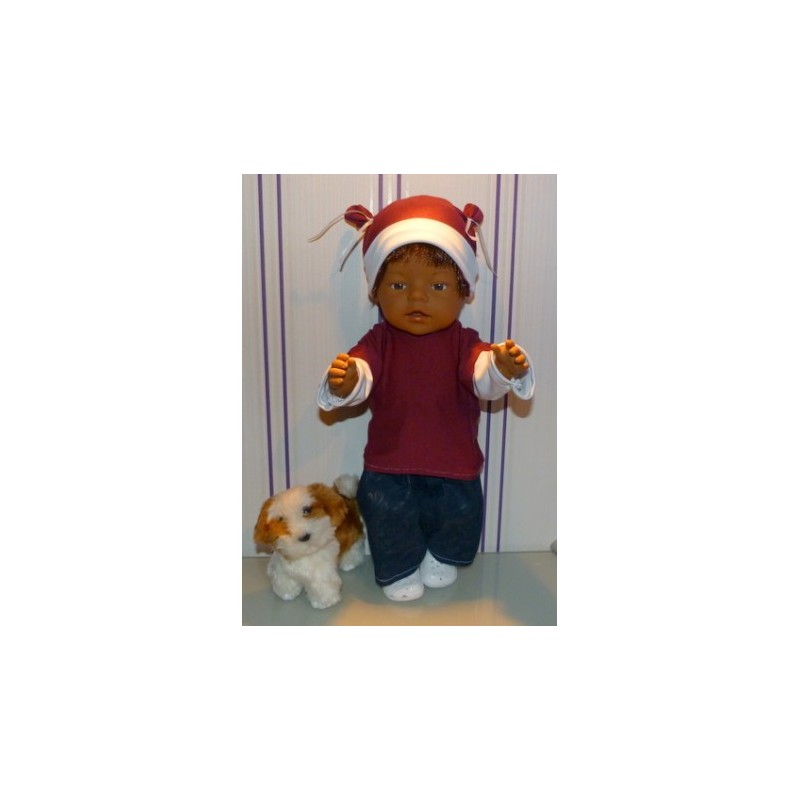 sportief setje bordo rood wit baby born 43cm