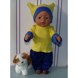 sportief setje geel met blauw baby born 43cm