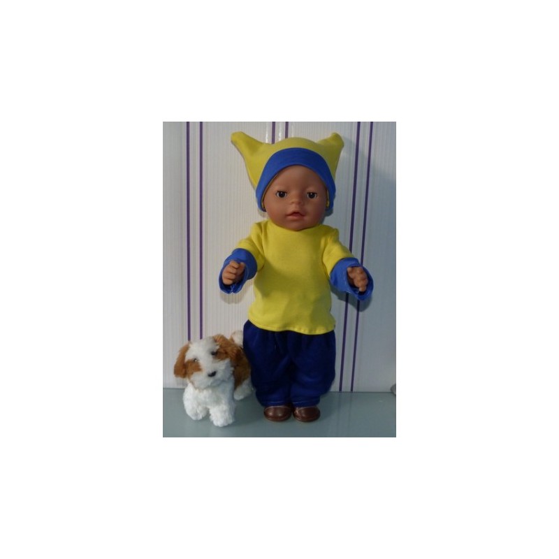 sportief setje geel met blauw baby born 43cm