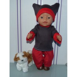 sportief setje grijs met rood baby born 43cm