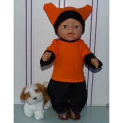 sportief setje oranje met zwart baby born 43cm