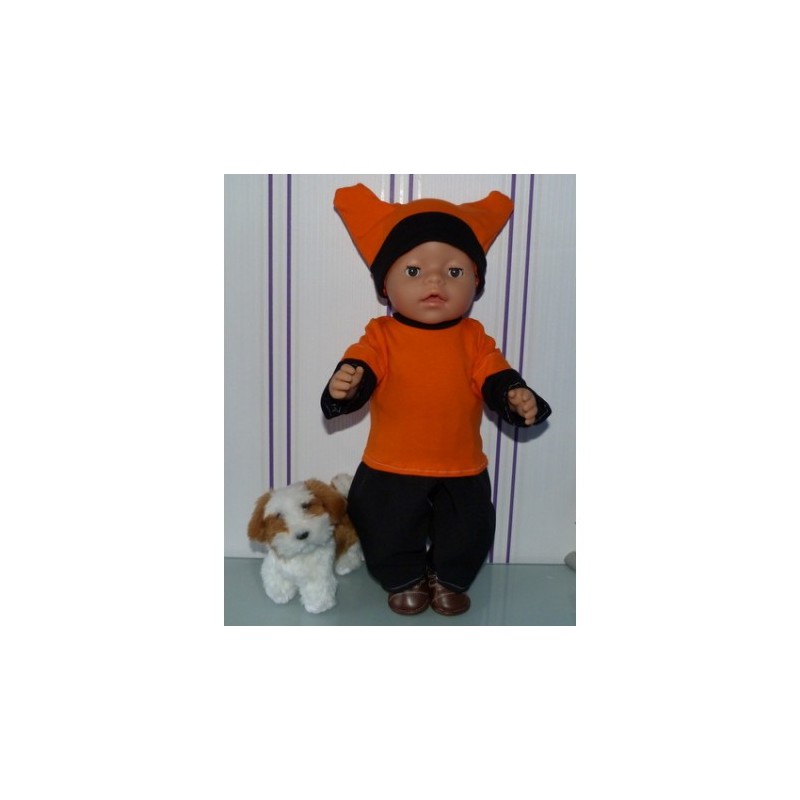 sportief setje oranje met zwart baby born 43cm