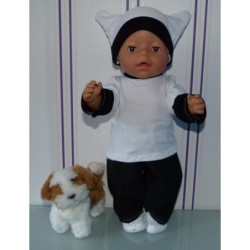 sportief setje wit met zwart baby born 43cm