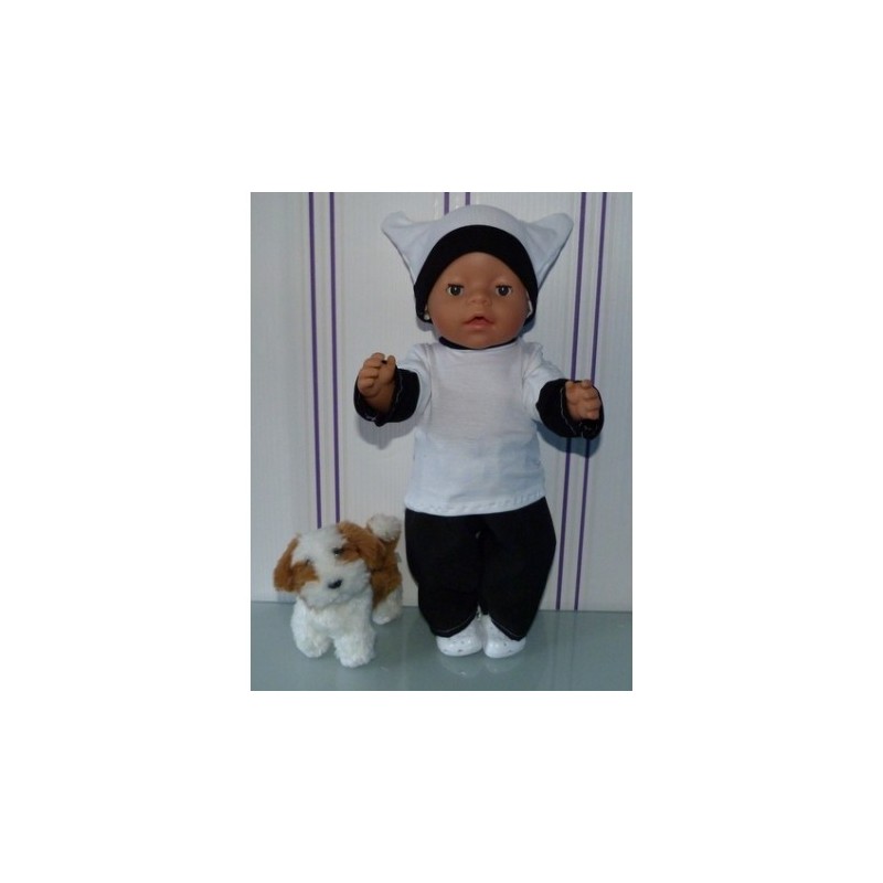 sportief setje wit met zwart baby born 43cm